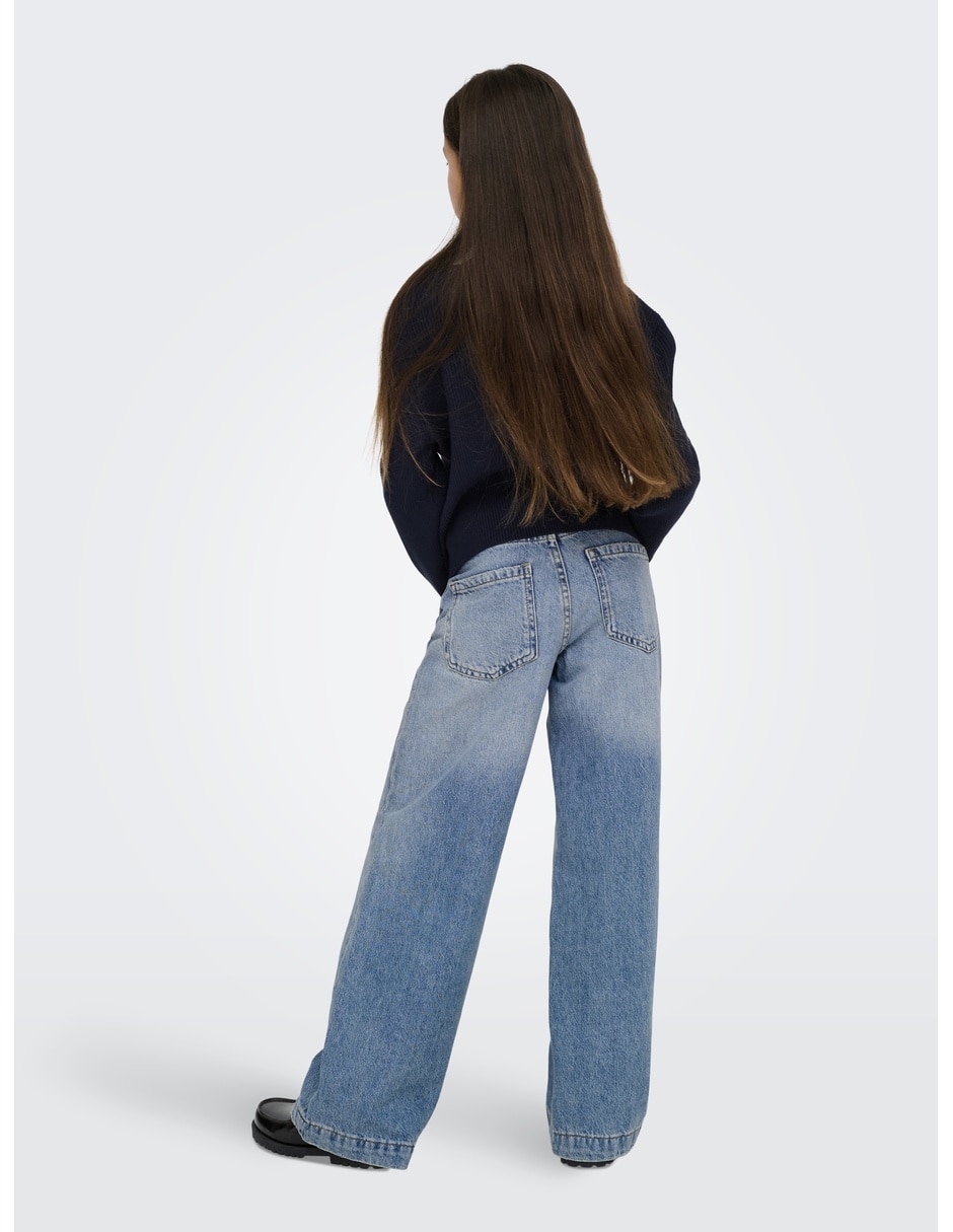 Jeans wide leg lavado medio para niña 2